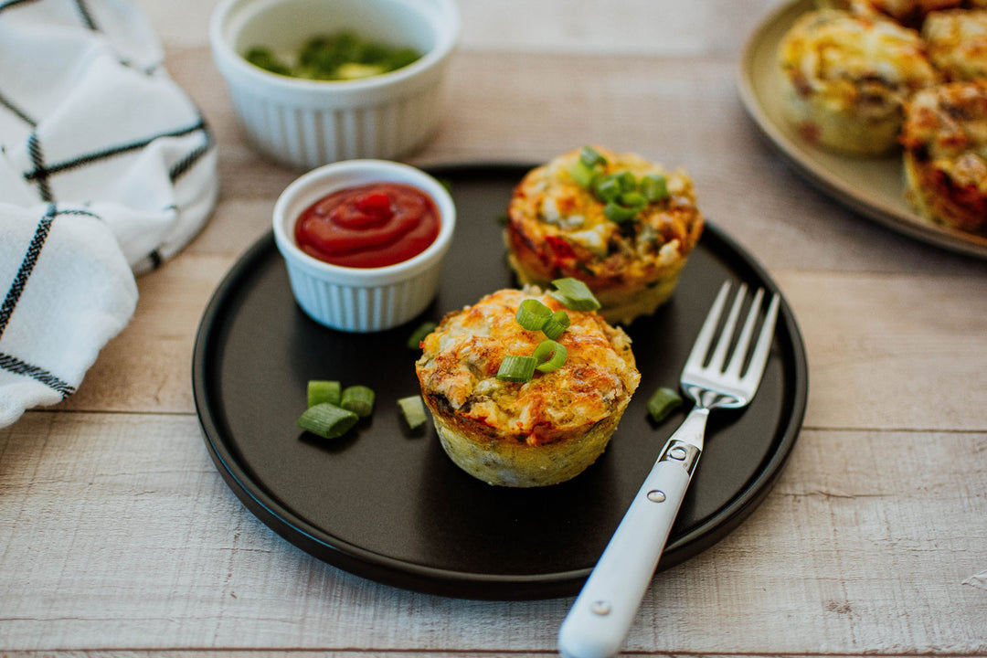 ham and egg muffins on a plate