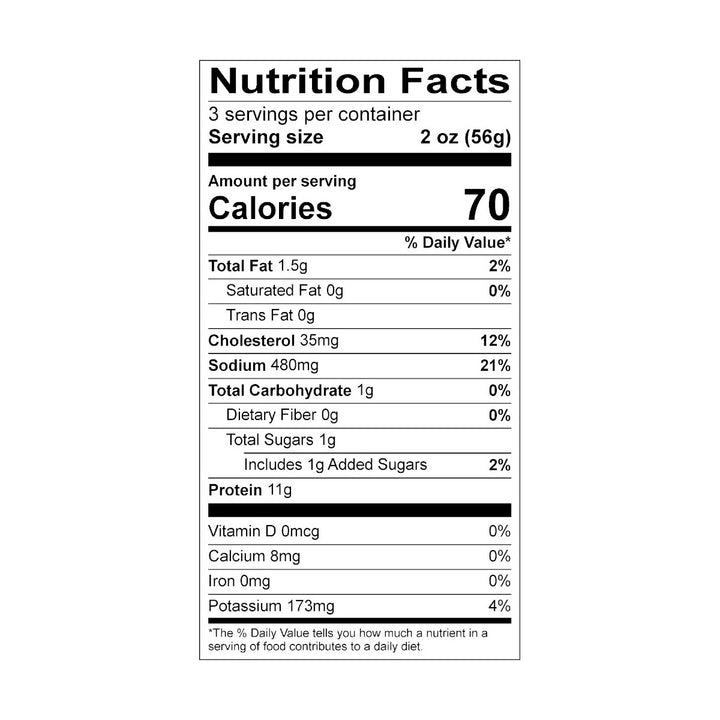 organic prairie ham deli slices nutritional information