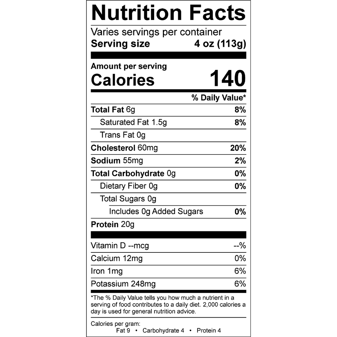 Organic Prairie Organic Bone In Skin On Turkey Breast Nutrition Facts